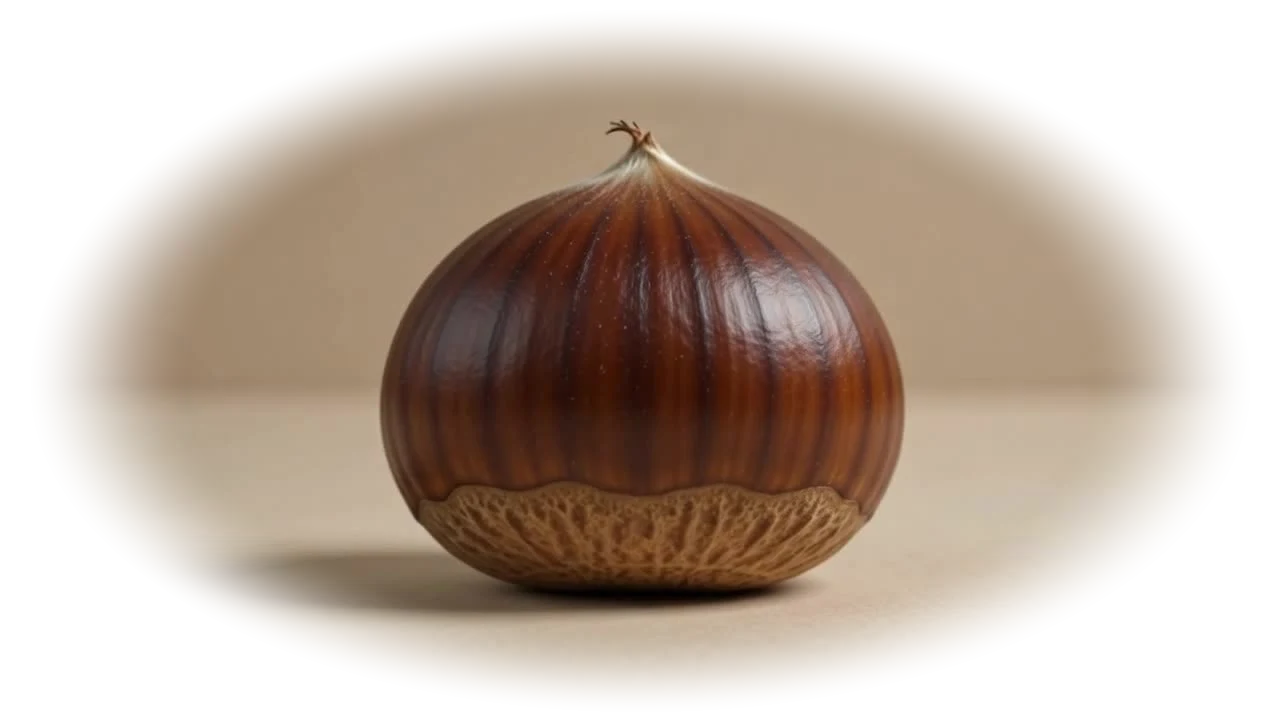 A single chestnut, the Kastana emblem