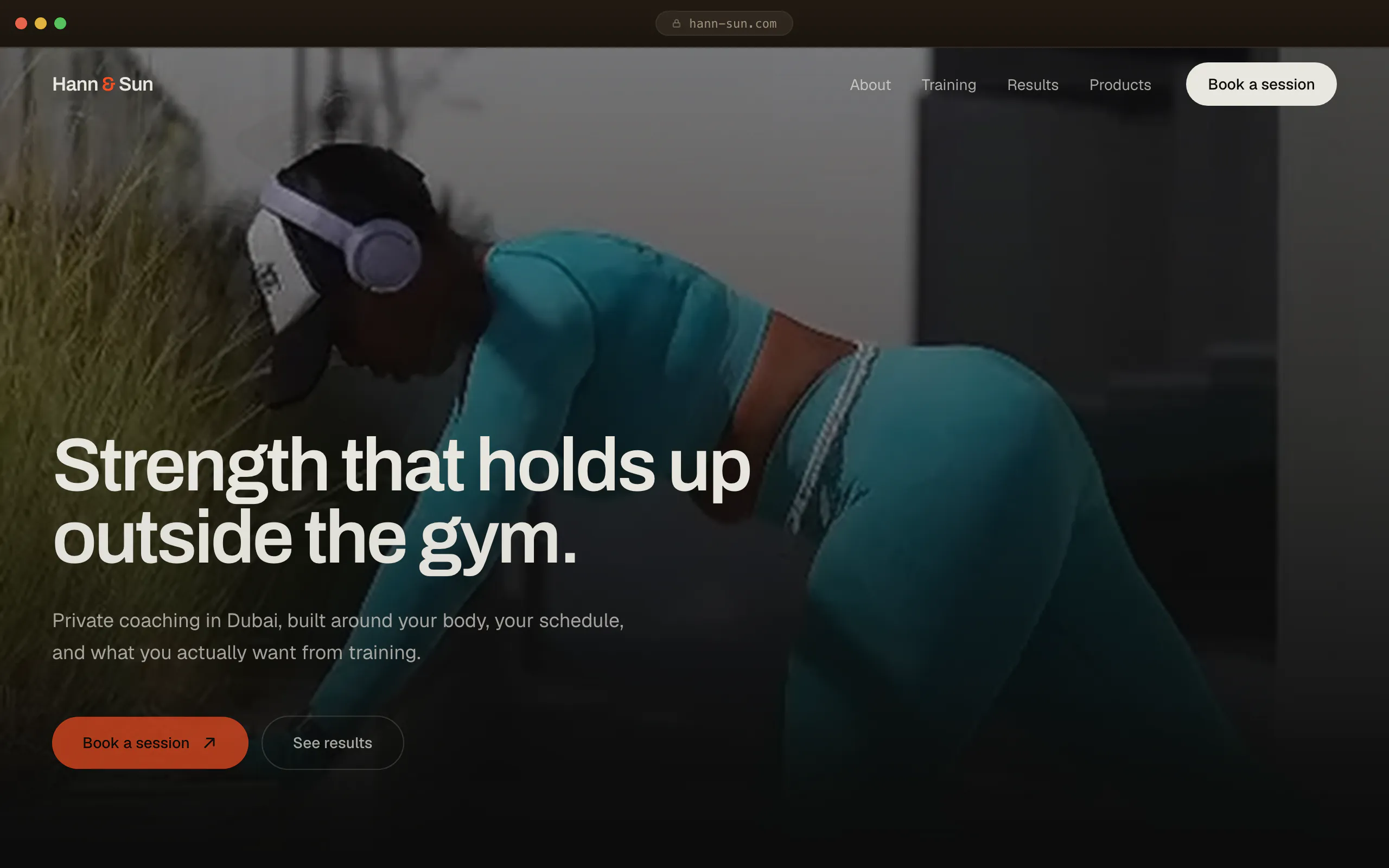Hann & Sun personal training website, built by Kastana Dev